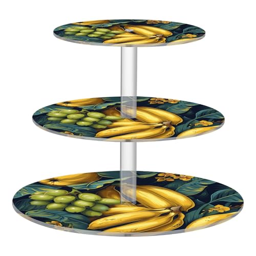 Yummy Bananas Modello Giallo Autunno Decorativo Trasparente Vassoio Circolare Impermeabile Tre Livelli Stand Spogliatoio