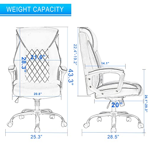 Hesl Office Chair Ergonomic Executive Office Chair Leather Desk Chair, Ergonomic Office Chair For Comfortable Working, Black Computer Chair,Comfy Office Chair With Padded Armrests #TOP2