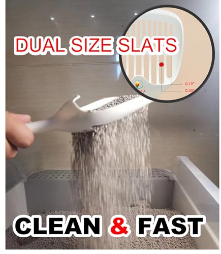Image of QUALIALL Cat Kitty Litter Box Poop Pooper Scoop Scooper for Cat Litter Box with Holder Large Light Fast Comfortable Sturdy Durable 1+2+1pcs White