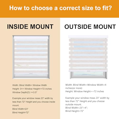 Image of Persilux Cordless Zebra Blinds for Indoor Windows, Light Filtering Sheer Shades, Upgraded Cassette, Dual Layers Light Control for Day and Night for Office, Easy to Install (32 inch Wx72 H, Linen Cream)