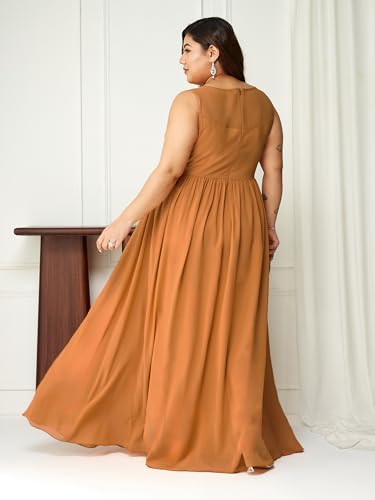 Image of Miss Chase A+ Women's Polyester Gathered Maxi Dresses