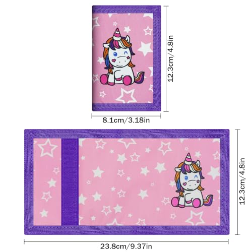 Image of AI-DEE RFID Trifold Canvas Outdoor Sports Wallet for Kids - Front Pocket Wallet with Magic Sticker (Triangle M)