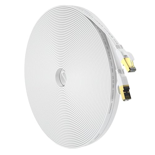 YSONG Cat 8 Ethernet Cable 50 FT, Outdoor&Indoor High Speed Heavy Duty Network LAN Internet Cable, SFTP Gold Plated RJ45 40Gbps 2000Mhz Patch Cord, Faster Than Cat7/Cat6/Cat5-White (YSONG-45810)