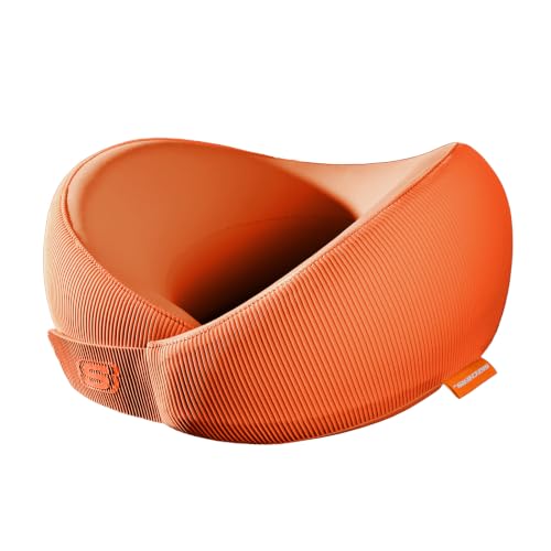 Image of Skechers Women's Memory Foam Neck Pillow, Comfortable & Breathable Travel Pillow, Neck Pillow Airplane for Travel, Car Rides, Home, and Office Use, Ergonomic Design for Men and Women,Orange