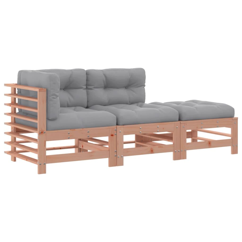 Gartensofa-Set, 3-teilig, aus Tanne Douglas | Robuste und stabile Struktur, dicke Kissen, modulares Design, max. 110 kg pro Sitz