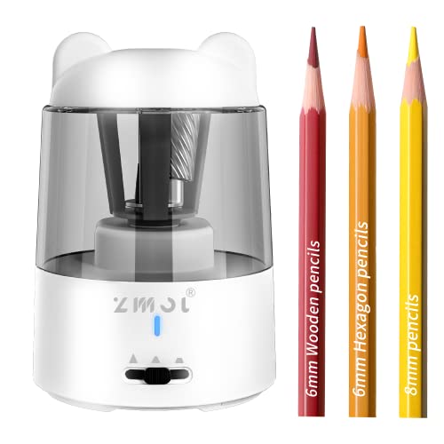 Image of ZMOL Electric Pencil Sharpener,Charge Portable Pencil Sharpeners Kids,Pencil Sharpener for Colored Pencils, Auto Stop, Suitable for No.2/Colored Pencils(6-8mm), School/Classroom/Office/Home