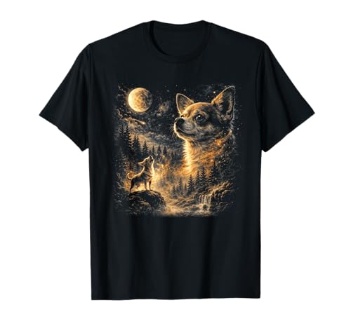 Chihuahua Howling to The Moon Vintage 90s Retro Animal T-Shirt
