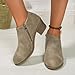 Ankle Booties for Women Casual Dress Chunky Low Heeled Boots Pointed Toe Slip On Western Boots Short Booties Fashion Comfortable Outdoor Walking Shoes Khaki