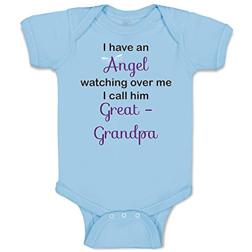 Custom Baby Bodysuit I Have an Angel Watching Over Me. Call Him Great Grandpa Funny Cotton Boy & Girl Baby Clothes Light Blue Design Only 6 Months