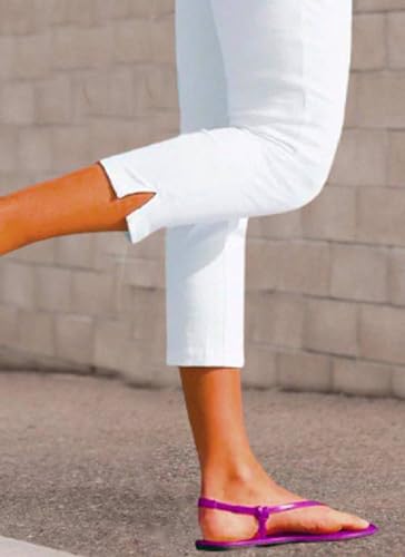 Women's White Solid Capri High Waist Pants 2025 Spring Summer Comfortable Party Work Casual Daily Tight Pants4