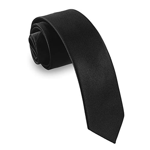 AVANTMEN Mens Slim Tie 2.4 Inches Ties Set 1&6 Pack Wholesale Solid 6 cm Skinny Neckties for Men (Black)