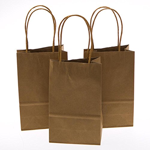 12CT SMALL BROWN BIODEGRADABLE PAPER, PREMIUM QUALITY PAPER (STURDY & THICKER), KRAFT BAG WITH STURDY HANDLE