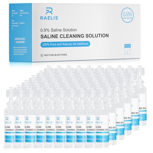 RAELIS Saline Solution 300ml /10.56 FL OZ Normal Solution for Multiple Household Uses 5ml Each 60 per Box