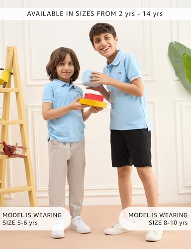 Image of Amazon Brand - Symbol Boys Cotton Rich Solid Polo Tshirt | Collar Tshirts | Half Sleeves | Plain-Regular Fit