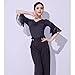 Yhhsgscr Women's Medium Sleeve Latin Dance Tops V Neck Tango Ballroom Dancing Clothing Training Outfit for Rumba Slim Fit,Black,XL