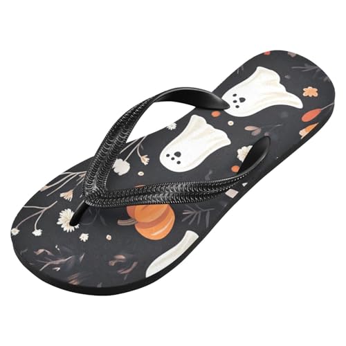 Halloween Pumpkin Ghost Men's & Women's Classical Beach Rubber Sandal Flip Flop Comfortable Slipper 214B8224