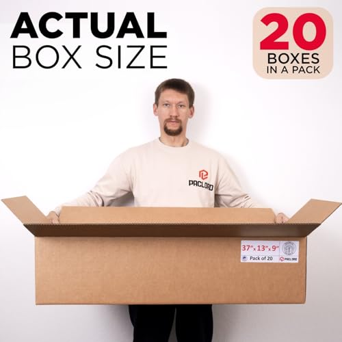 Image of Extra Large Moving Boxes 37 inchL x 13 inchW x 9 inchH (Pack of 20) - USA-Made Cardboard Packing Boxes for Moving, Shipping, or Storage - USPS, UPS, FedEx Approved - Professional Packing Supplies | USA-Made Cardboard Packing Boxes for Moving, Shipping, or Storage - USPS, UPS, FedEx Approved - Professional Packing Supplies