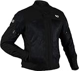 WD Miami Mesh Summer Motorcycle Jacket Adventure Riding Lightweight mesh motorcycle jacket for men Reflective Panels CE Armored (Black-Medium))