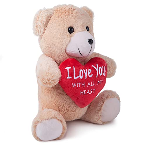 Gsuiver 10" Valentine's Day Valentines Gift For Children Kids, Plush Stuffed Animal (I Love You With All My Heart) #TOP5