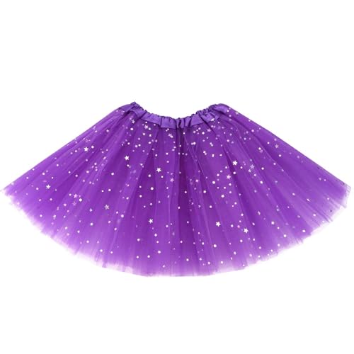 Auranso Tüllrock Kinder Mädchen Röcke Tutu Prinzessin Ballettrock Minirock Tanzkleid Partykleid 2-7 Jahre Lila