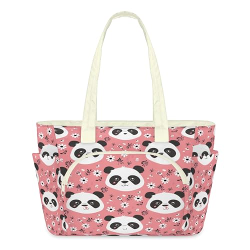 Sac fourre-tout panda au design matelassé unique avec grand volume zippé pour femme