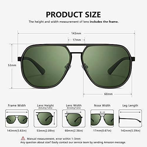 Image of SUNGAIT Aviator Sunglasses for Men and Women, Polarized Trendy Square Sun Glasses Retro Pilot Shades UV Protection