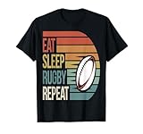 Repetición de rugby Eat Sleep para jugadores de deportes, hombres, niños y niños Camiseta