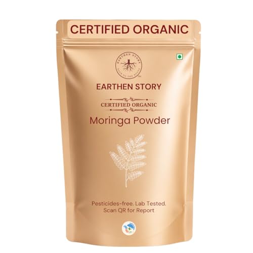 Image of Earthen Story Certified Organic Moringa Powder (200g) | Lab Tested for 270+ Pesticides | Natural Drumstick Leaf Multivitamin for Immunity & Energy | Vegan, Non-GMO Superfood