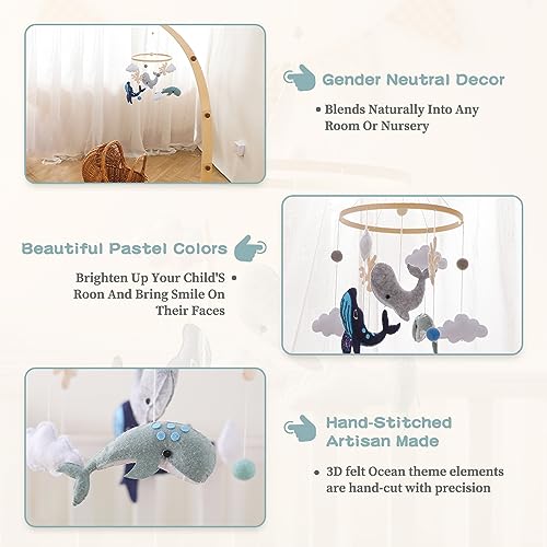 Eerkeod PDZ162001-1P@FBM-ZHUS Baby Mobile For Crib Baby Nursery Mobiles Handmade Felt Ocean Animal Mobile thumb #2