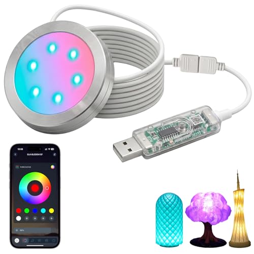 Smart LED Lamp Kit 001 for Bambu Lab 3D Printing,APP Control RGB Puck Light,DIY Hardware for MakerWorld Models, Timer & Group Control,MH001 USB 5V Small Round Lamp Kit for 3D Printed Light