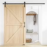 HomLux 5ft Double Cabinet Door Mini Barn Door Hardware Kits for Cabinet Doors - Smoothly and Quietly - Simple and Easy to Install J Shape Hangers