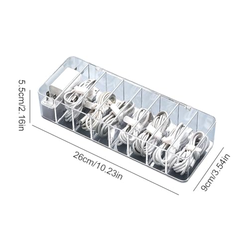 Charging Station Modern Cable Management System Cable Organizer Stackable Desktop Box 8-Grid Removable Partition (Type 2)