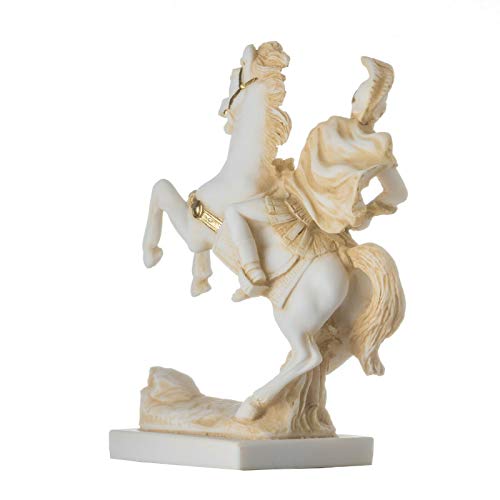 Estatua Alexander El Grande en su caballo Bucephalus oro 18 cm miniatura 6