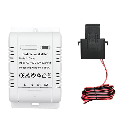 Fowecry Tuya WiFi Compteur D'Énergie Bidirectionnel Monophasé Intelligent Système Solaire Compteur de Surveillance de la Consommation D'Énergie Facile à Utiliser Blanc
