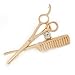 Produktbild Gold Plated Hairdresser Scissors & Comb Brooch - 55mm L