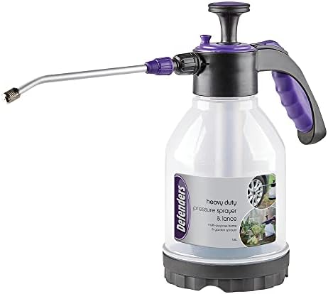 Defenders STV033 Heavy Duty Pressure Sprayer & Lance - 1.5L (garden use with weed killer, pesticides, fertisliser. Use in home for watering/misting plants and cleaning)