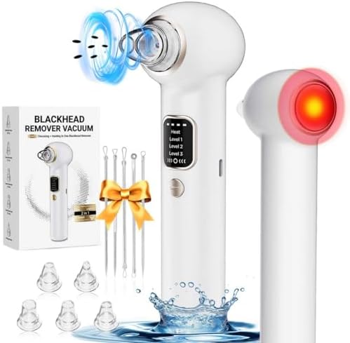 Pore Vacuum Blackhead Remover Kit - 5 Suction Heads & Extractor T...