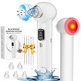 Pore Vacuum Blackhead Remover Kit - 5 Suction Heads & Extractor Tools, 3 Adjustable Suction Levels - Facial Pore Cleansing for Women&Men (White)
