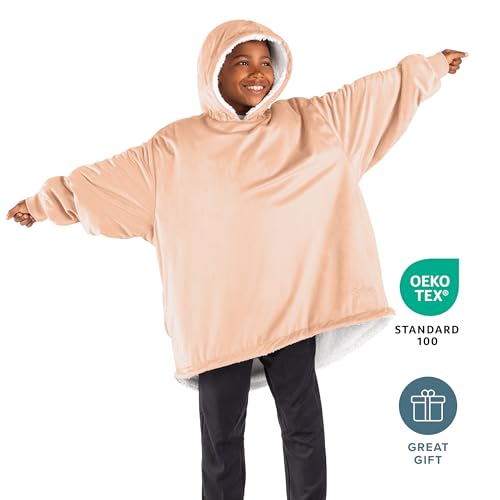 Image of Bare Home Wearable Blanket Hoodie - Soft Plush Sherpa - Warm and Cozy - Oversized Wearable Blanket