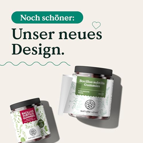 NATURE LOVE® Bacillus Subtilis Gummies - 100 Stück - Mikrobe des Jahres 2023 - aus natürlichen Fruchtsaftkonzentraten - 96,5% Fruchtanteil - 3 Mrd. KbE pro Tagesdosis - vegan, laborgeprüft