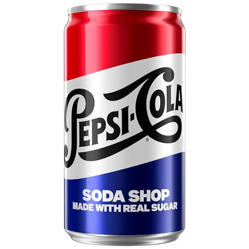 Image of Pepsi Real Sugar Soda, Mini Cans, 7.5oz Mini Cans, (Two packs of 10), Cola, Soda Pop (Packaging May Vary)