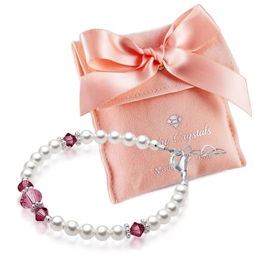 Custom Birthstone Bracelet for Kids, Initial Bracelets for Girls, 925 Sterling Silver Personalized Gifts for women, Crystal jewelry, Newborn Baby Girl, infant, Toddler, Teen, Mother, Birthday Gift