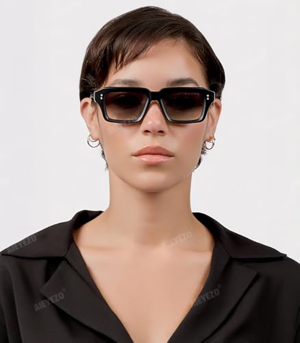 Image of AIEYEZO Rectangle Sunglasses for Men Women Fashion Square Frame Sun Glasses 90's Retro Designer Shades
