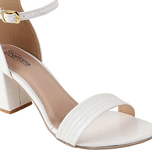 Image of Shoetopia Womens /Girls Woven Design Block Heels Sandals
