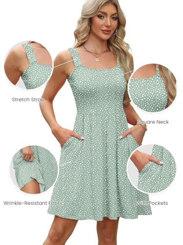 Image of QACOHU Summer Dresses for Women 2026 Sleeveless Square Neck Sundress with Pockets Casual Tank Beach Floral Boho Maxi Dress
