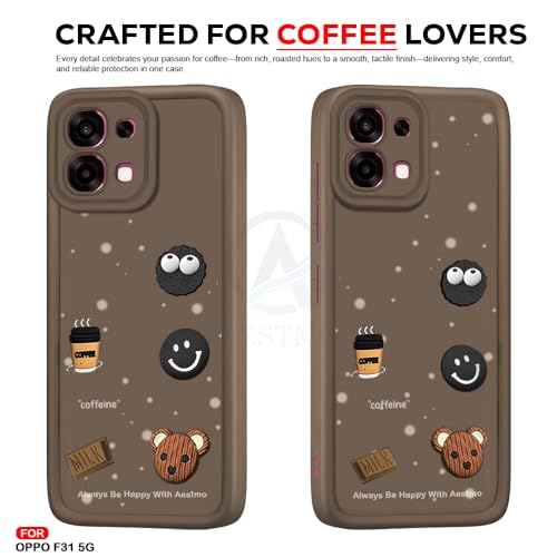Image of AESTMO Back Case Cover for Oppo F31 / F33 5G Cover | Cute Fun Cartoon 3D Ball | Coffee Silicone Case | Full Body Protection | Camera Protection Back Oppo F31 / F33 5G (Brown)