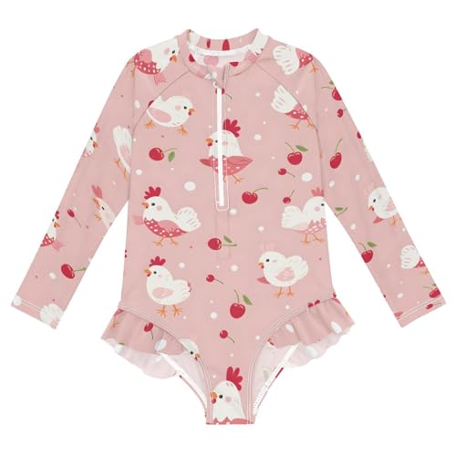 Image of Girls One Piece Swimsuits Long Sleeve Swimsuit Zipper Bathing Suits Swimwear