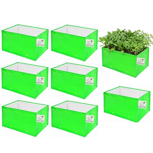 Image of Heavy Duty 260 GSM HDPE Square Grow Bags 24x12x12 Inch, UV Protected Green Planting Bags for Terrace Kitchen Gardening Pack of 8