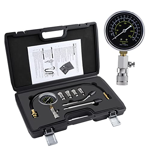 WiMas Moteurs Testeur de Compression, Automotive Coffret testeur de Compression, Moteur Essence Outil de Diagnostic de Manomètre Compressiometre Essence