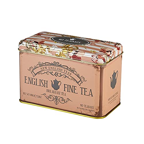 New English Teas Vintage Floral Tea Tin With 40 English Breakfast Teabags #TOP2